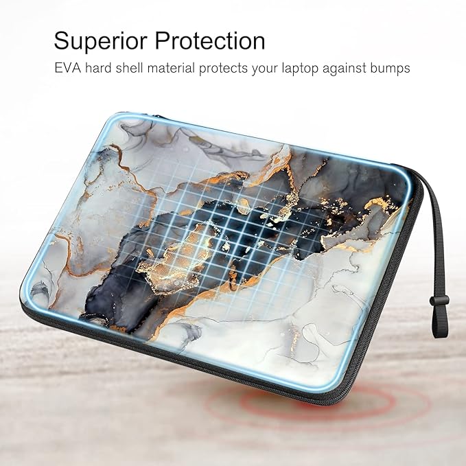 FINPAC Hard Laptop Sleeve Case for 13 inch MacBook Air M4 2025 M3 2024, 14 inch MacBook Pro M5/M4/M3/M2 A3401 A3185 A2918 A2992, 13'' Air/Pro, Waterproof Case for Dell, Surface Laptop, Cloudy Marble