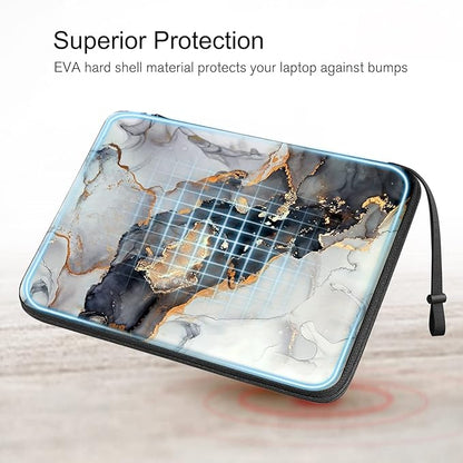 FINPAC Hard Laptop Sleeve Case for 13 inch MacBook Air M4 2025 M3 2024, 14 inch MacBook Pro M5/M4/M3/M2 A3401 A3185 A2918 A2992, 13'' Air/Pro, Waterproof Case for Dell, Surface Laptop, Cloudy Marble