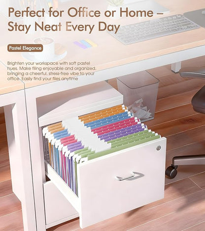 Plastic Hanging File Folders, 15 Pack Letter Size – Waterproof, Tear-Resistant, Pastel Colors with Expandable Bottom & 1/5-Cut Tabs for Filing Cabinets & Office Organization(A)