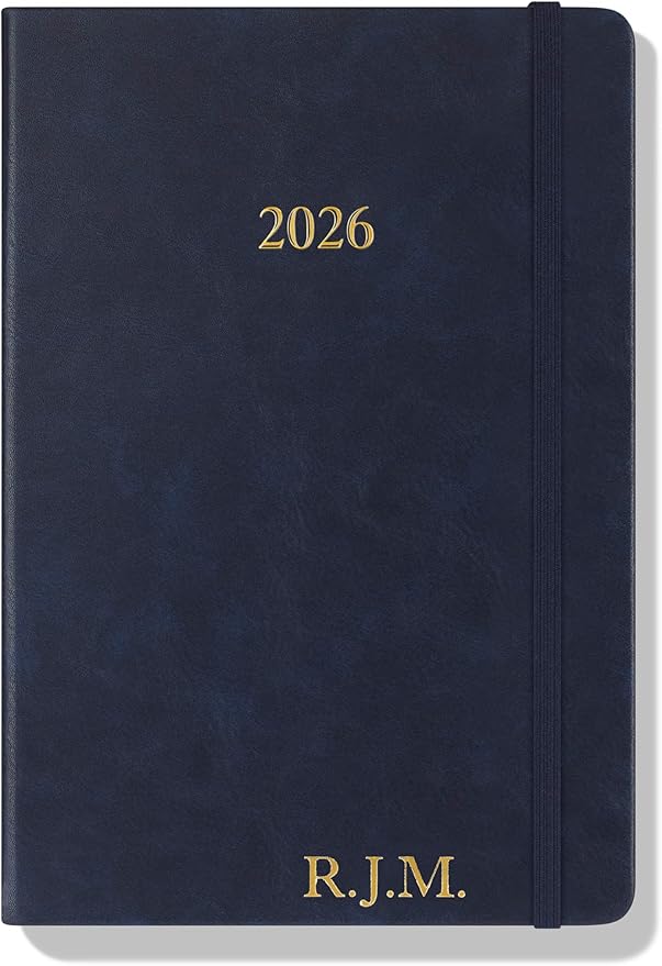 Wykeham's Executive 2026 Daily Journal Planner – US Public Holidays & Format – Customization Available (Personalized Royal Blue, 8.5"×5.5")