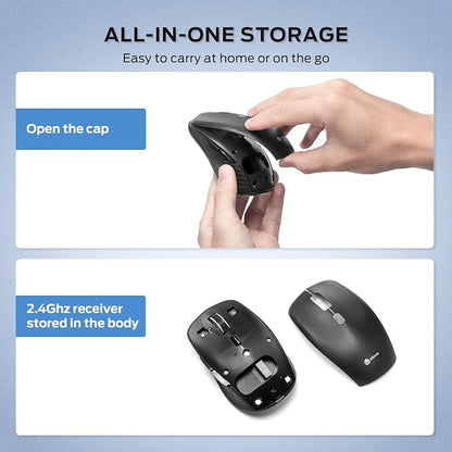 iClever Wireless Bluetooth Mouse, Dual Mode(Bluetooth+USB), Rechargeable Mouse, Multi-Devices for Small Sized Hands with 4 Adjustable DPI, Silent Clicks for Laptop, iPad, MacBook, Tablet, PC