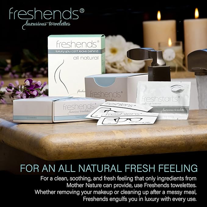 Freshends Flushable Individually Wrapped Wipes – 300 Bulk Pack Luxurious Towelettes, Guest Bathroom Essentials for Weddings, Restaurants, Bars & Clubs – Gray, Travel-Size, Disposable