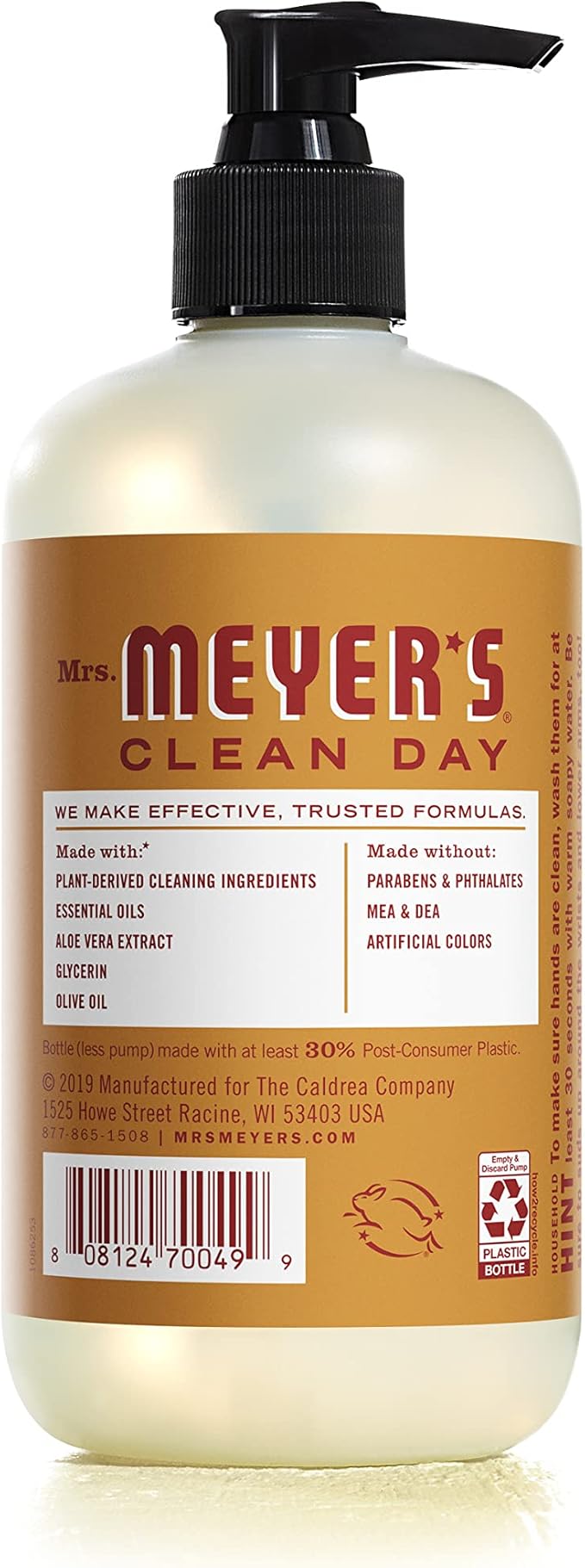 Mrs. MEYER'S CLEAN DAY Liquid Hand Soap, Cruelty Free & Biodegradable Hand Wash Made with Essential Oils, Apple Cider Scent, 12.5 Fl oz Bottle (Pack of 1)