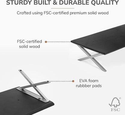 Anji Mountain Monitor Stand - Desktop Organizer & Laptop Riser, Ergonomic Monitor Riser, Space-Saving Monitor Stand for Desk, Durable Construction, Easy Assembly, Ideal for Home & Office,Black
