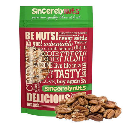 Sincerely Nuts - Raw Pecans (No Shell) | Three Lb. Bag | Shelled Whole Pecan | Delicious Healthy Snack Food | For Baking, Snacking and Dessert Treats | Gluten Free and Kosher | Fresh Resealable Bag