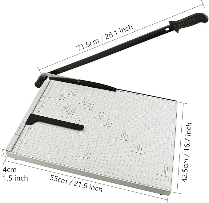 Paper Cutter B3 Stack Paper Trimmer Guillotine Heavy Duty Metal Base, 21" Cutting Length with Guard Rail Safety Blade Lock, 10-Sheet Capacity, Guillotine Paper Slicer Cutter for Office School