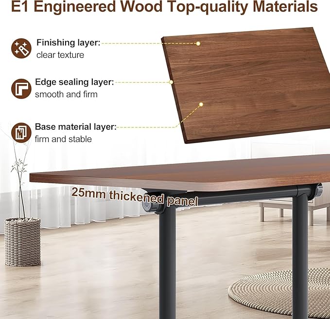 Folding Conference Table, Rectangular Conference Room Tables, Mobile Modular Training Table, Solid Steel Frame,Thickened Panel,for Schools,Meeting Room and Offices (8PCS, 47in)