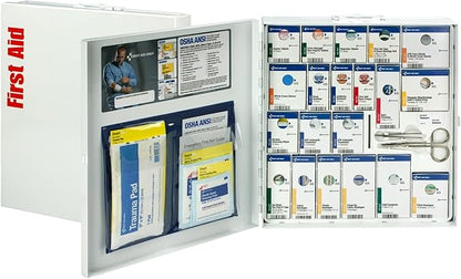 First Aid Only 746000 SmartCompliance 50-Person ANSI A+ and OSHA Compliant First Aid Kit for Business, Large Metal First Aid Cabinet with Medications, 241 Pieces