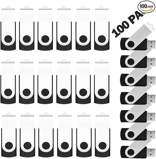 EASTBULL 128MB Bulk Flash Drives 100 Pack USB 2.0 Flash Drive Bulk USB Drive Storage Flash Drive Pack (Black, 100 Units)