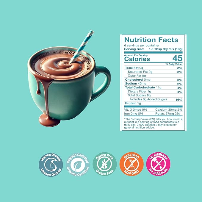 Teany Tea Organic Milk & Cookies Hot Cocoa - Everyday Hot Cocoa, Delicious, Kid Friendly, Tea Infused, Bedtime Dessert, Travel Ready, Hot Cocoa On The Go, 6 Individual Sticks Per Pouch
