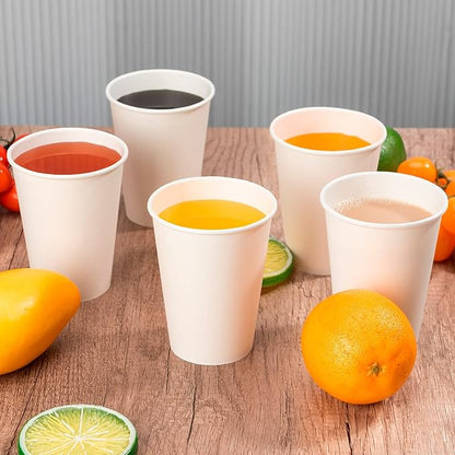Disposable Paper Cups 12 oz [100 Pack], White Hot Coffee Cups, 12 oz Paper Coffee Cups, Thickened Design for Cafes, Bistros, Parties, and Events