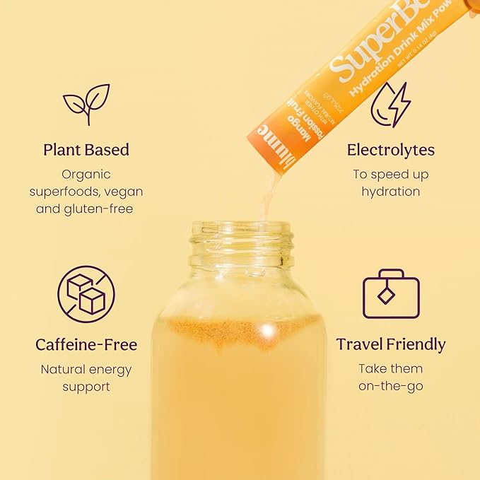 Blume SuperBelly Gut Health and On-The-Go Hydration Packets, GLP-1 Friendly, Sugar-Free, with Prebiotics, Probiotics, Apple Cider Vinegar, Vitamin C, and Electrolytes, Mango Passion Fruit, 15 Sticks