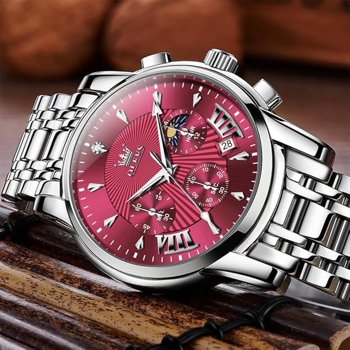OLEVS Men's Luxury Watch Waterproof Luminous Easy Read Chronograph Watches Full Gold/White Dail/Black Face with Calendar Wristwatch
