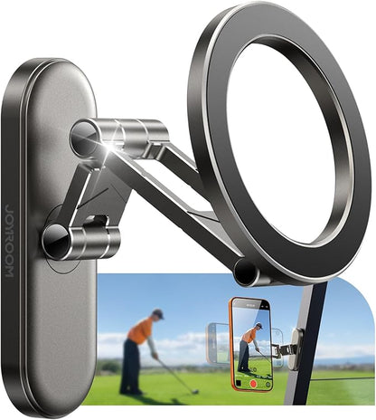 Upgraded Magnetic Golf Cart Phone Holder, [Tri-fold+All Alloy] Golf Gifts for Men Women Him Golf Cart Accessories 2025 Stocking Stuffers Compatible with MagSafe iPhone 17-12 Fits EZGO Club Car Yamaha