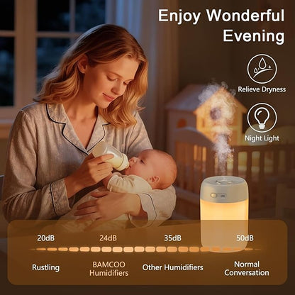 Portable Small Humidifier, 650ml Colorful Mini Humidifier for Bedroom, Office Desktop, Baby Room, Plants, Cool Mist Humidifiers(Light Gray)