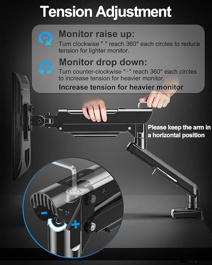 Dual Monitor Arm for 17-32 Inch Computer Screens, 22lbs per Arm, Full Motion Monitor Desk Mounts for 2 Monitors, Gas Spring Desk Mount, VESA Mount, Freelift Pro
