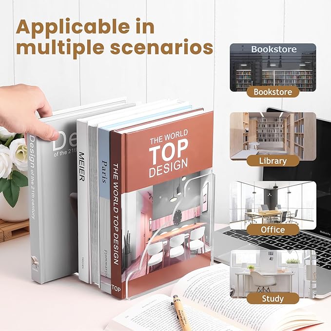 Acrylic Scalloped Magazine File Holder Workspace Vertical Organizers Binder Holder Organization Folder Rack for Desk Office Bookend Notebooks Envelopes Mail Organizer