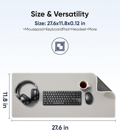 Waterproof Large Gaming Mouse Pad with Durable Stitched Edges, Non-Slip Rubber Base, Grainy Jacquard Mouse Mat Desk Pad for Home Office Gaming, 27.6"x11.8"x0.12", Matte Beige
