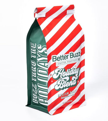 Better Buzz Coffee Roasters Holiday Blend Whole Bean Coffee Medium Roast,12 Ounce (Pack of 1), Small Batch Roasted Arabica Beans, Winter Spices and Brown Sugar Notes
