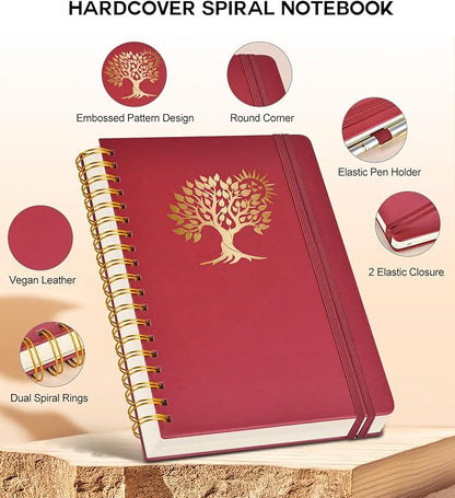 Large Spiral Notebook Journal for Women Men - 300 Numbered Lined Pages, College Ruled, A4 Hardcover Spiral Bound Notebook for School, Work, Note Taking, Writing, Leather Spiral Journal 8.5"x11"