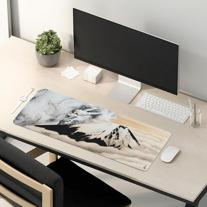 BELLEMOND Japanese Art Desk Mat | Large 31.5x11.8in Desk Pad | Mouse Pad for Keyboard & Mouse | Non-Slip Base, Water-Repellent, Smooth Precision | Guardian of Fuji