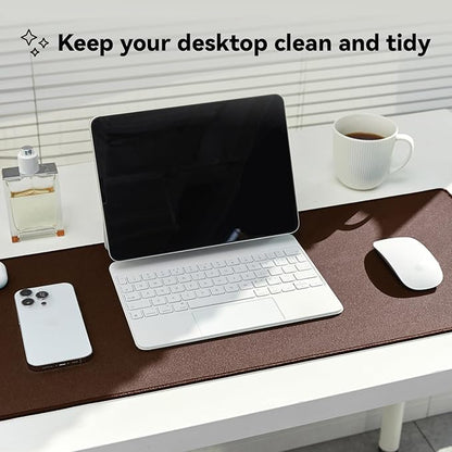 Waterproof Large Gaming Mouse Pad with Durable Stitched Edges, Non-Slip Rubber Base, Grainy Jacquard Mouse Mat Desk Pad for Home Office Gaming, 31.5''x11.8''x0.12'', Matte Brown
