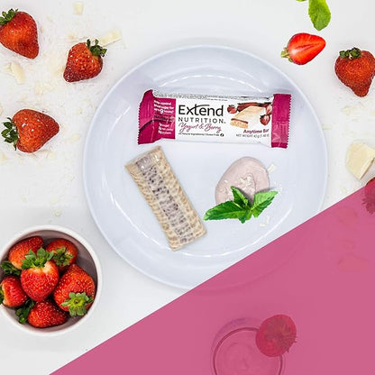Extend Nutrition 1 Gram Sugar High Protein Bars, Perfect Diabetic Snacks for Adults and Kids, High Protein Bars for Hunger Control & Steady Energy, Low Carb, Keto Friendly, Yogurt and Berry, 12 Count