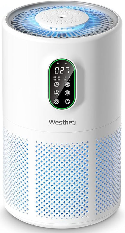 Air Purifiers for Home Large Room up to 1650 ft², WESTHEY H13 True HEPA Air Purifier for Bedroom with Night Light, Air Quality Monitor, Fragrance Sponge, Air Cleaner for Wildfire Smoke Dander Dust