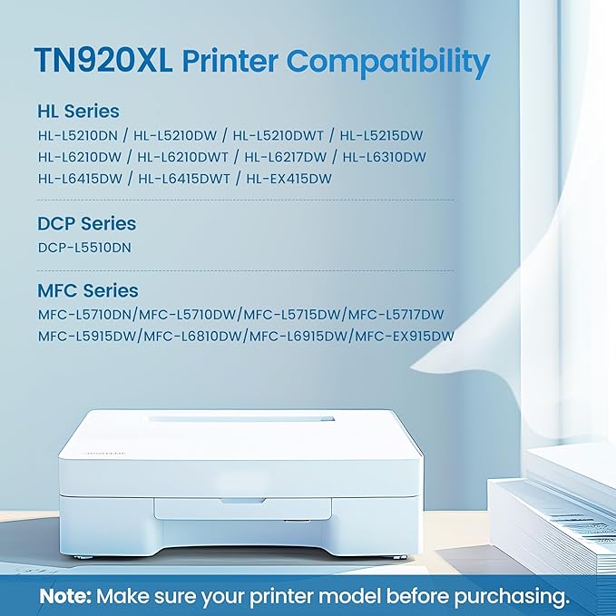 TN920XL TN920 Toner Compatible for Brother TN 920XL TN920XXL TN920UXXL TN-920XL Work with Brother HL-L6210DW HL-L5210DW HL-L6210DWT HL-L5210DN HL-L5210DWT Printer (2 Pack, Black)