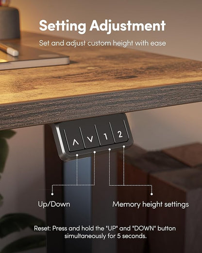 FEZIBO Electric Standing Desk, Height Adjustable Stand up Desk, 60 x 24 Inches Sit Stand Home Office Desk, Computer Desk, Rustic Brown