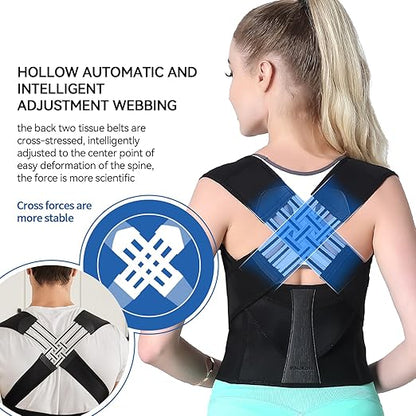 Posture Corrector for Women and Men,Adjustable Shoulder Straightener,Back Support Brace,Upper Spine scoliosis, hunchback Black XX-Large