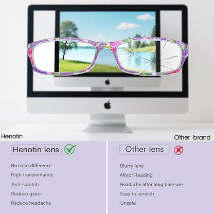 Henotin 6-Pack Reading Glasses Blue Light Blocking Anti Eyestrain Computer Reading Glasses for Women and Men Readers (Mix Color-B, 1.00, Diopters)