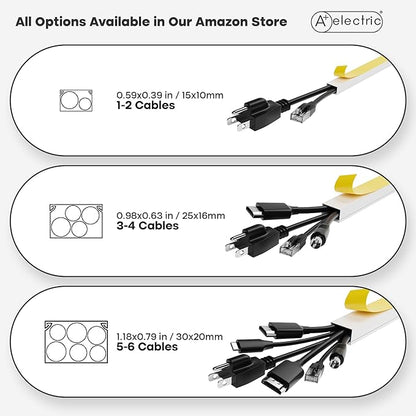 315" Cable Hider, Wire Cover, Cables Raceway for Cord Hide, Long, Large, White and paintable Cords Cover Concealer Conduit Channel, TV, Ethernet Molding Electrical Wires Management Kit