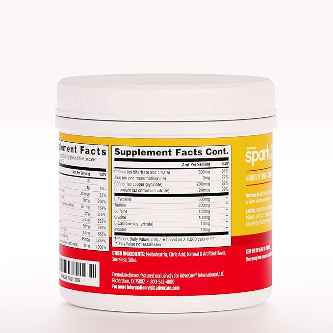 AdvoCare Spark - Energy Drink Mix - Vitamin & Amino Acid Supplement - Supports Energy & Focus - Portable Immune Support - Sugar-Free - Mango Strawberry (10.5 oz)
