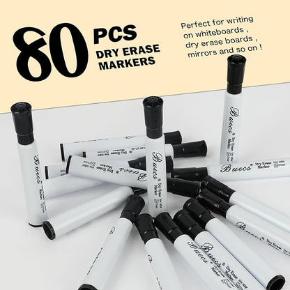Black Dry Erase Markers, Low-Odor, 80 Count, Chisel tip, Perfect for Writing on Whiteboards, Dry-Erase Boards, Glass, School Office Supplies