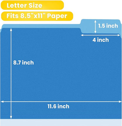 SUNEE File Folders, 36 Pack Manilla Folders 8.5 x 11, Colored File Folders Home Office School Supplies for Documents Files Paper,Blue