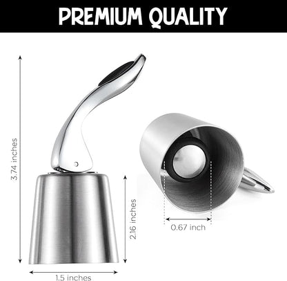 Stainless Steel Bottle Sealer & Wine Topper – Premium Wine Lover Gifts, Wine Gifts for Women and Men – Airtight Champagne Stopper for Sparkling Wine – Wine Essentials Gifts