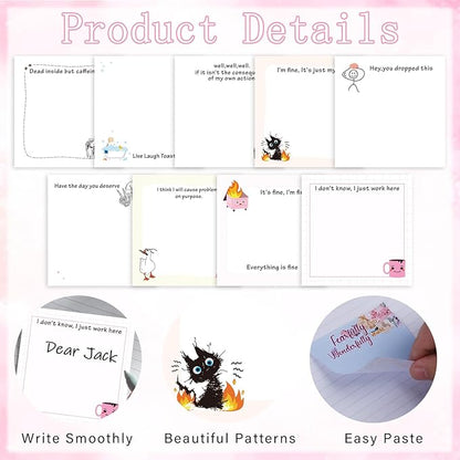 Funny Sticky Notes Gifts - 9 Pack Funny Sticky Notes 3x3 Inch Funny Office Gifts for Coworkers Everything is Fine Post Notes Work Gag Self-Stick Memo Pad Office School Supplies 450 Sheets