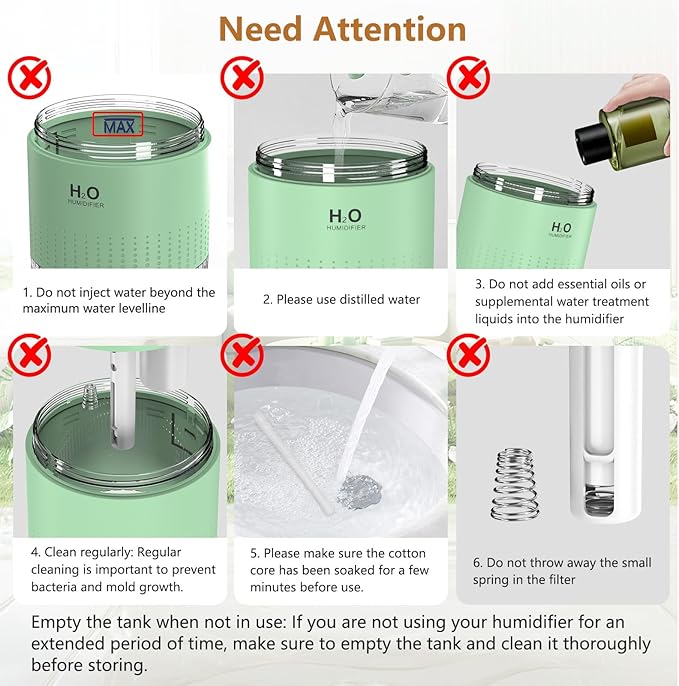 Small Humidifiers for Bedroom 350ml Mini Portable Humidifier for Travel Plants Humidifier, Humidificador for Bedroom Plants Travel Office Desk Car Light Green