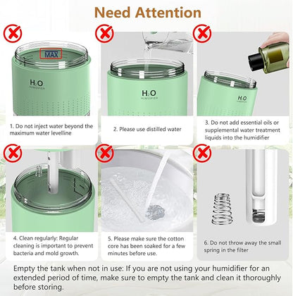 Small Humidifiers for Bedroom 350ml Mini Portable Humidifier for Travel Plants Humidifier, Humidificador for Bedroom Plants Travel Office Desk Car Light Green