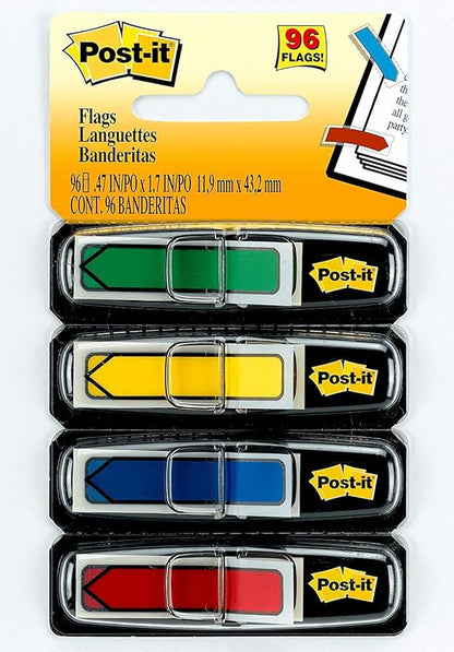 Post-it Arrow Flags, Assorted Primary Colors.47 in. Wide, 24/Dispenser, 4 Dispensers/Pack, (684-ARR3) (5)