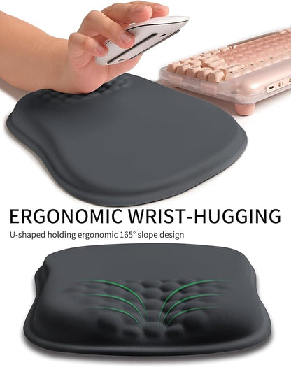 Hokafenle Ergonomic Wrist-Hugging Mouse Pad Wrist Support, U-Shaped Holding Wrist Rest Mousepad for Carpal Tunnel Pain Relief with Cushioned Memory Foam Slope Massage Bulge (10.2x8.3 in,Dark Grey)