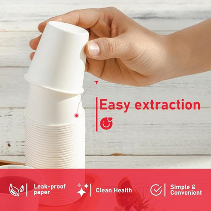 500 Pack 3 oz Disposable Paper Cups for Bathroom, Mouthwash Cups, White Small Drinking Cups, Leak-Free Small Coffee Cup for Daily Use, Travel, and Camping