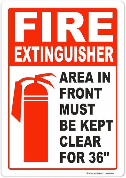 Brimar - 7 x 10" - Fire Extinguisher Keep Clear Sign - 3.5 Mil InfiniStick™ Vinyl Label - Easy Installation - Universal Application