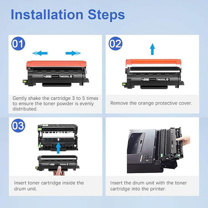 TN830XL TN 830XL 830 Toner Cartridge Compatible Replacement for BrotherTN830 XL/V/R TN830XL TN830 Toner Work with Brother HL-L2405W HL-L2460DW DCP-L2640DW HL-L2400D MFC-L2820DW(2 Pack)