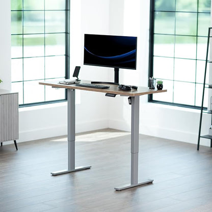 VIVO Electric 60 x 24 in Standing Desk, Memory Height Adjustment, 1B Series, One-Piece Reclaimed Wood Top, Gray Frame, DESK-KIT-1G6P