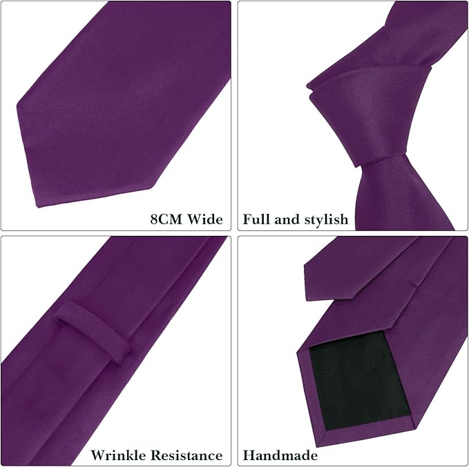 Men's Ties Solid Pure Color 3.15" (8CM) Necktie Plain Formal Business Wedding Black Ties For Men