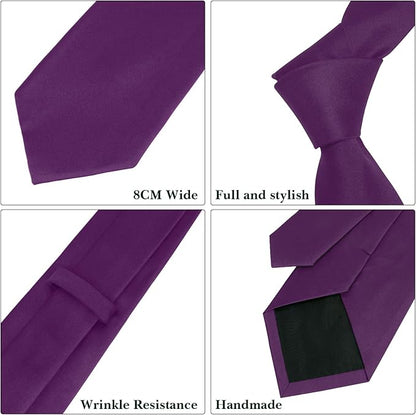 Men's Ties Solid Pure Color 3.15" (8CM) Necktie Plain Formal Business Wedding Black Ties For Men