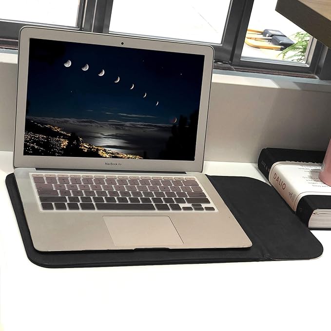 Allinside 13-13.3 inch Laptop Sleeve Case for MacBook Pro 14 2021-2024/MacBook Air 13 2010-2017/MacBook Pro 13 2010-2015, Waterproof PU Leather Laptop Sleeve Bag Protective Vertical Case Cover, Black