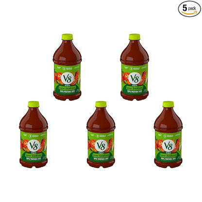 V8 Low Sodium Original 100% Vegetable Juice, 46 fl oz Bottle (Pack of 5)